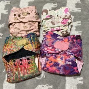 Bundle of 4 AIO Cloth Diapers Velcro and Snap